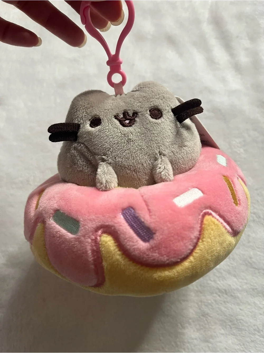 Pusheen Plush in donut cute keychain/ charm pink donut